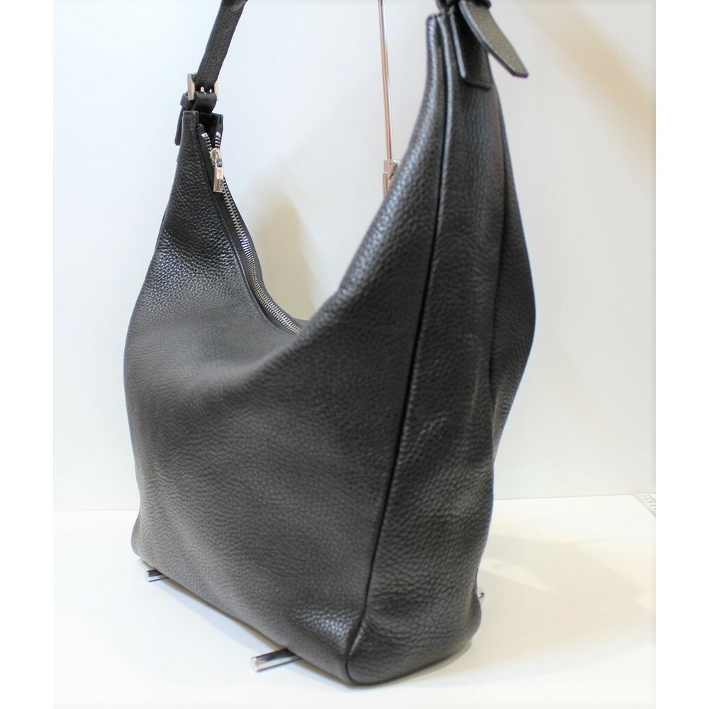 BURBERRY One Shoulder Hobo Bag Leather Black Beige Tan White - Picture 2 of 7